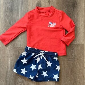 Carter’s Just One You Baby Boys Patriotic Long Sleeve Rash Guard Swim Suit 12 Mo